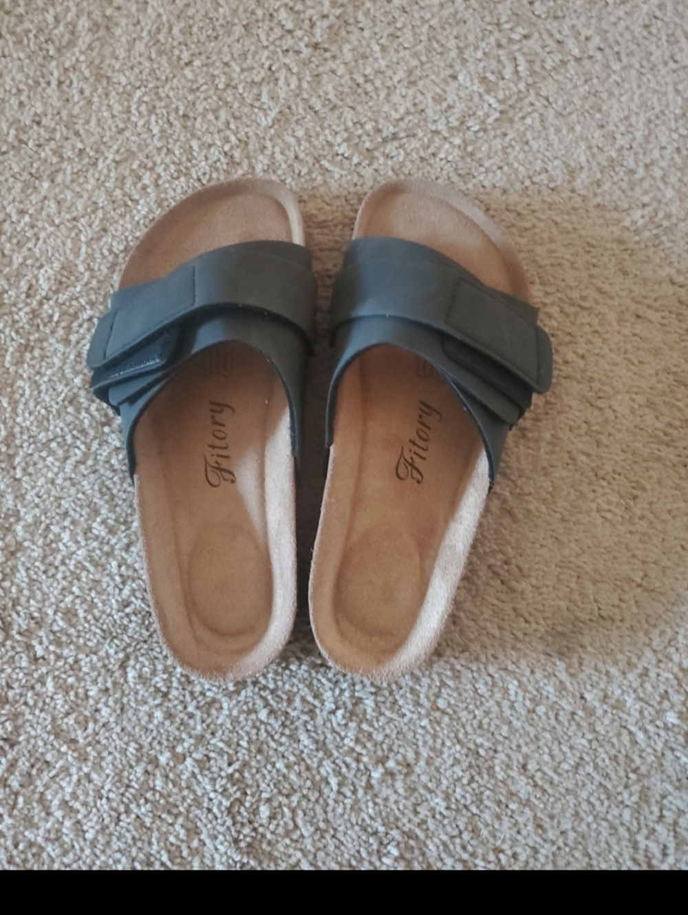 Women's Black Adjustable Slide Sandals